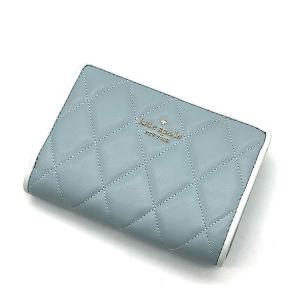 Kate Spade Carey Smooth Quilted Leather Compact Bifold Wallet Wild Sage (NWT) - Picture 2 of 9